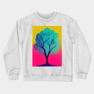 Cotton Candy Lonely Tree Vibrant Colored Whimsical Minimalist - Abstract Minimalist Bright Colorful Nature Poster Art of a Leafless Branches Crewneck Sweatshirt